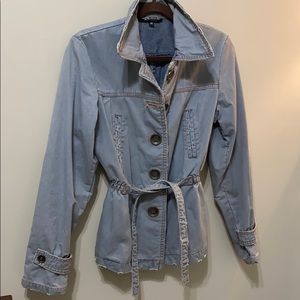 Distressed Military style Jacket green w/ orange